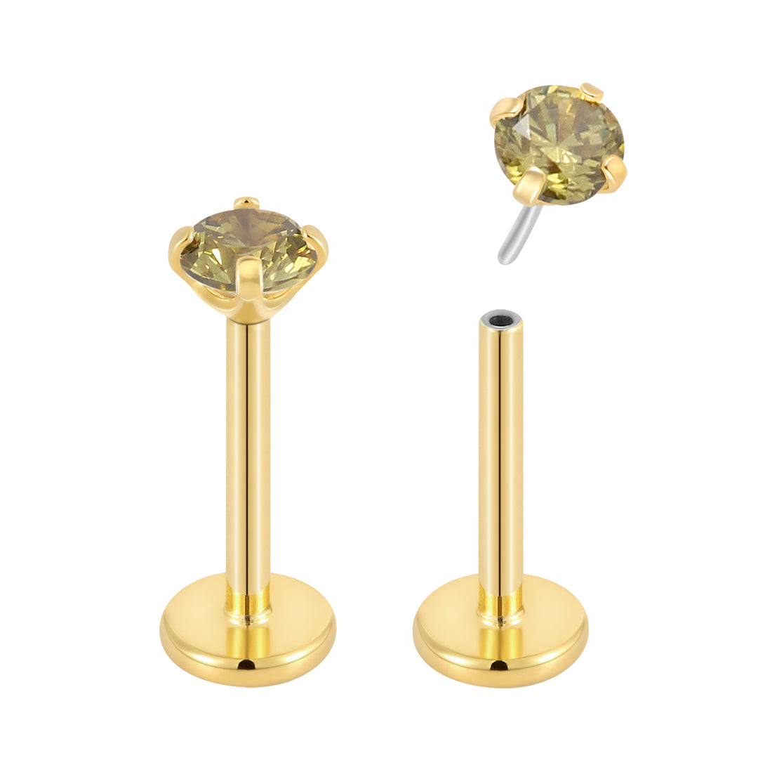 G23 Titanium Threadless Gem Labret Studs | Flat Back Piercing Jewellery | 1 Pair