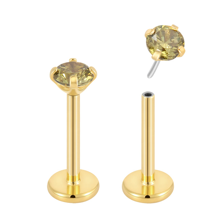 G23 Titanium Threadless Gem Labret Studs | Flat Back Piercing Jewellery | 1 Pair
