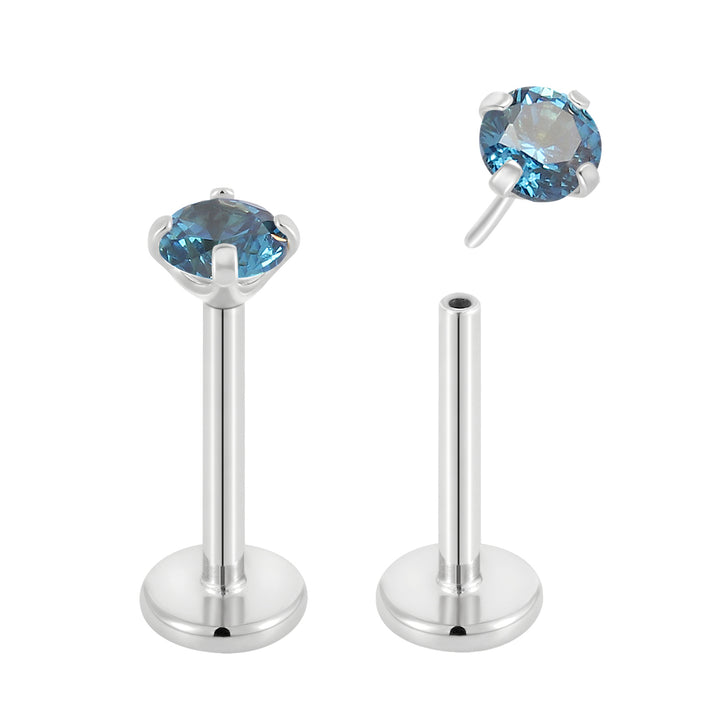 G23 Titanium Threadless Gem Labret Studs | Flat Back Piercing Jewellery | 1 Pair