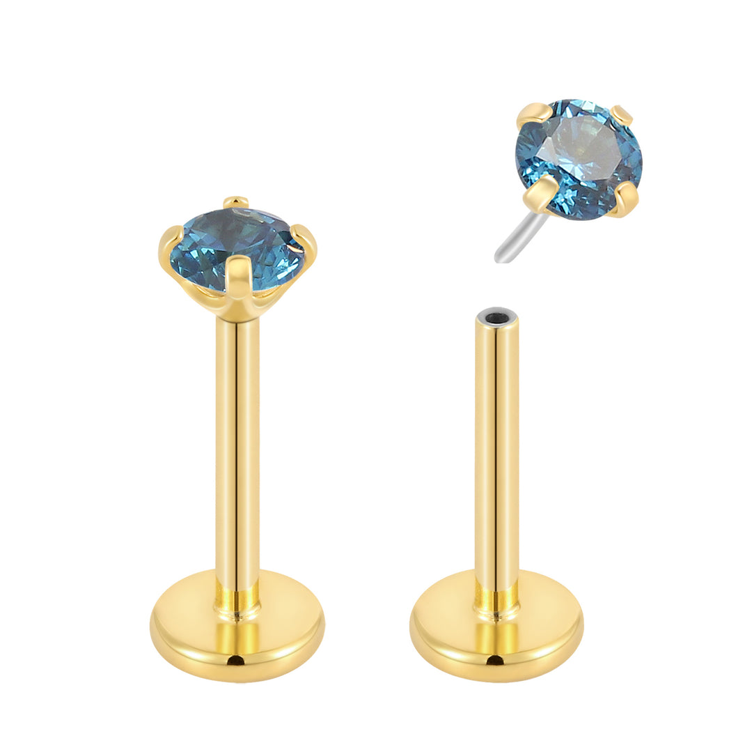 G23 Titanium Threadless Gem Labret Studs | Flat Back Piercing Jewellery | 1 Pair
