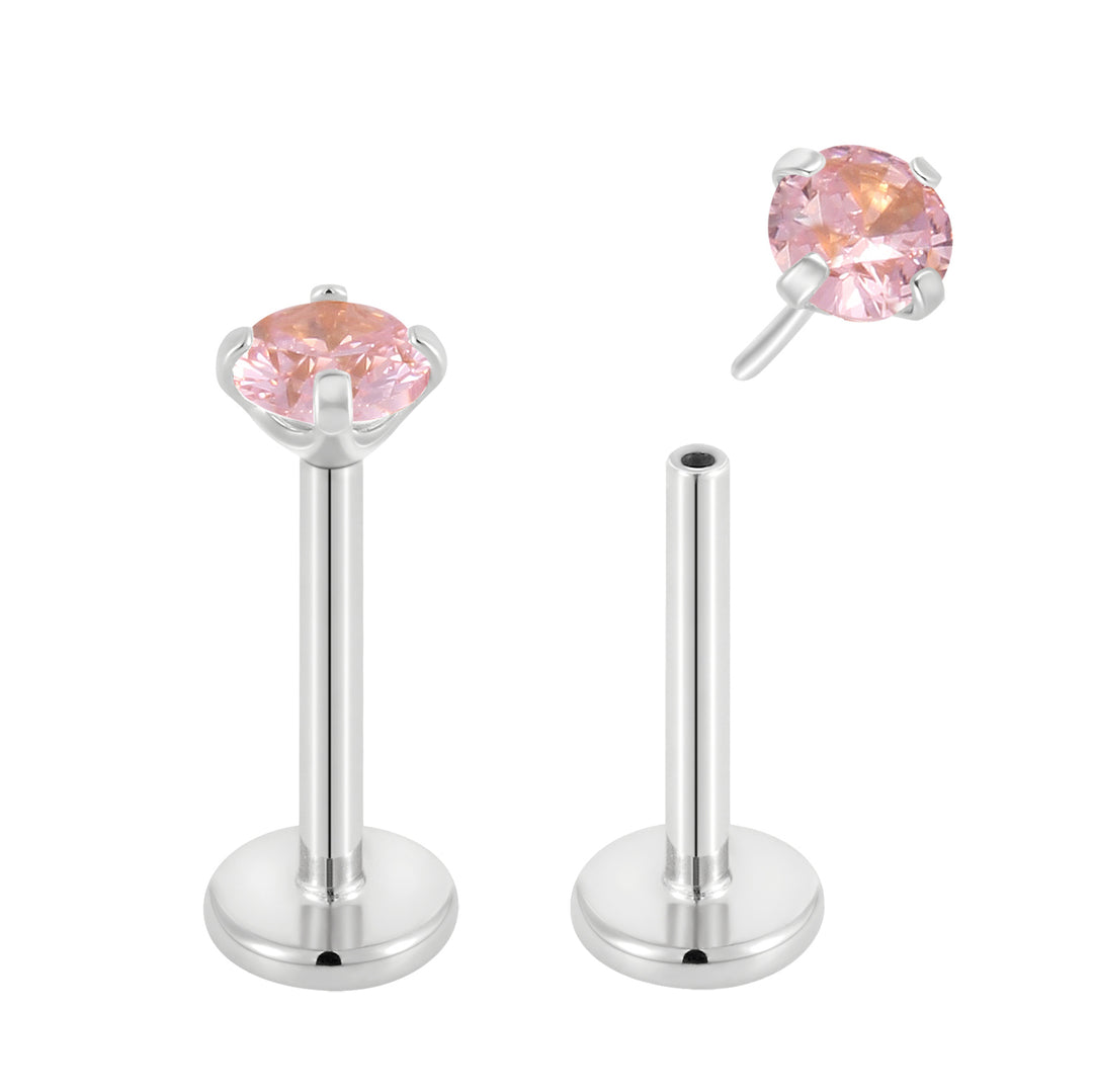 G23 Titanium Threadless Gem Labret Studs | Flat Back Piercing Jewellery | 1 Pair