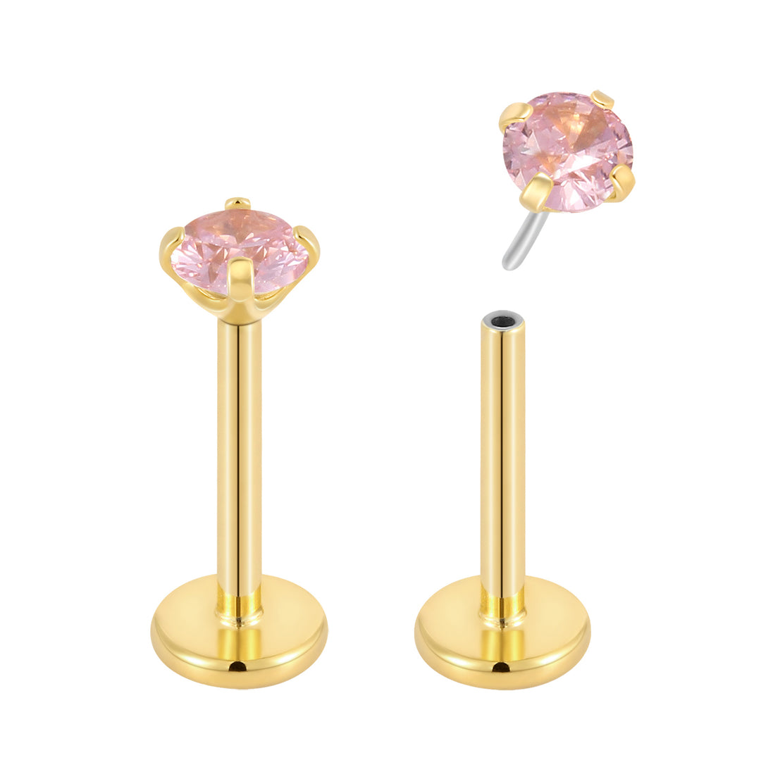 G23 Titanium Threadless Gem Labret Studs | Flat Back Piercing Jewellery | 1 Pair