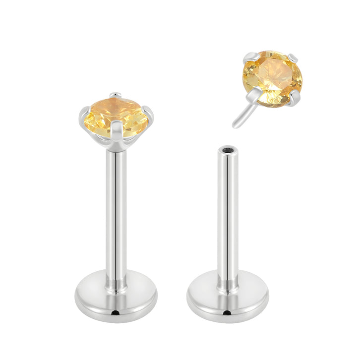 G23 Titanium Threadless Gem Labret Studs | Flat Back Piercing Jewellery | 1 Pair