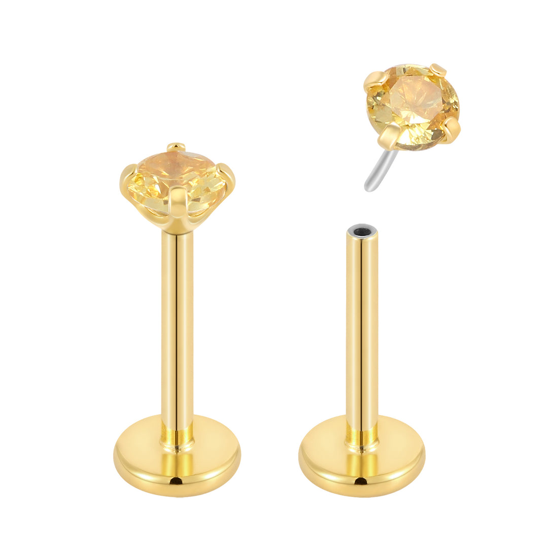 G23 Titanium Threadless Gem Labret Studs | Flat Back Piercing Jewellery | 1 Pair