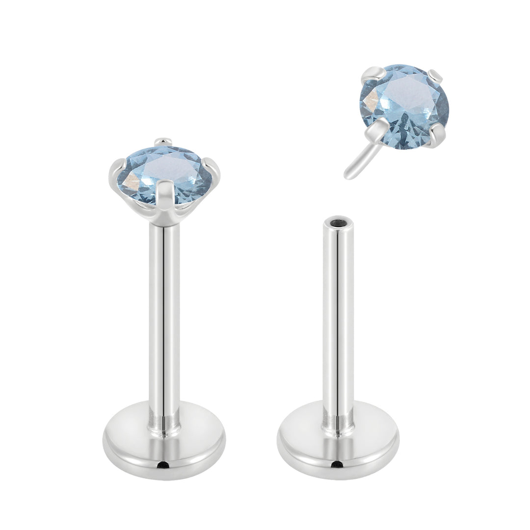 G23 Titanium Threadless Gem Labret Studs | Flat Back Piercing Jewellery | 1 Pair