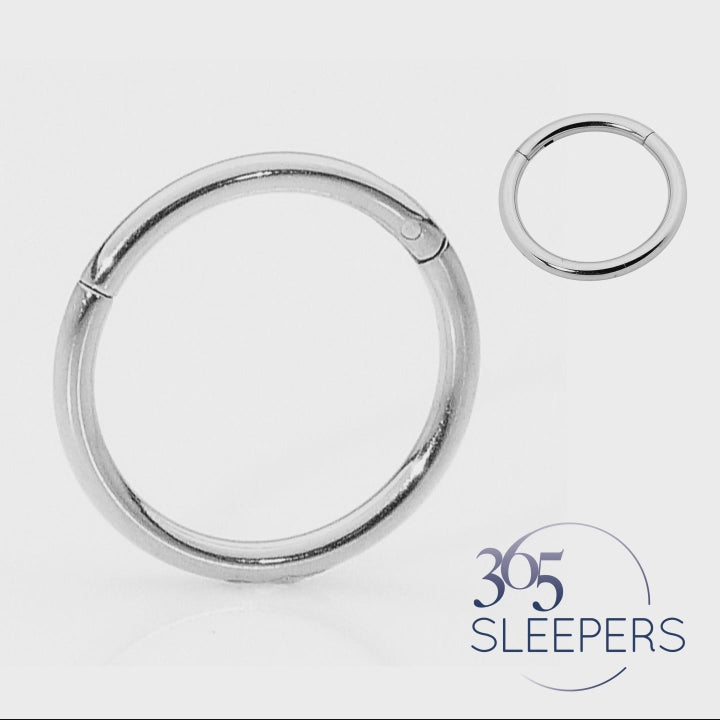 1 Piece 8G Titanium Polished Hinged Hoop Segment Ring Sleeper Earring Body Piercing 10mm - 18mm