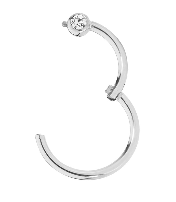 2 Pieces Surgical Steel 16G Gem Ball Closure Ring BCR Hinged Hoop Segment Rings Sleeper Earrings 6mm - 10mm
