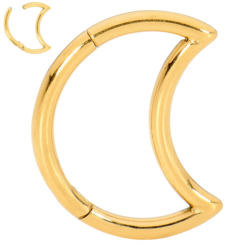 G23 Titanium Moon Hinged Hoop Segment Rings | Sleeper Earrings | 1 Pair