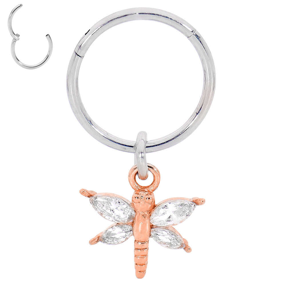 2 Pieces Surgcial Steel 18G Butterfly Hinged Hoop Segment Rings Sleeper Earrings 6mm - 10mm