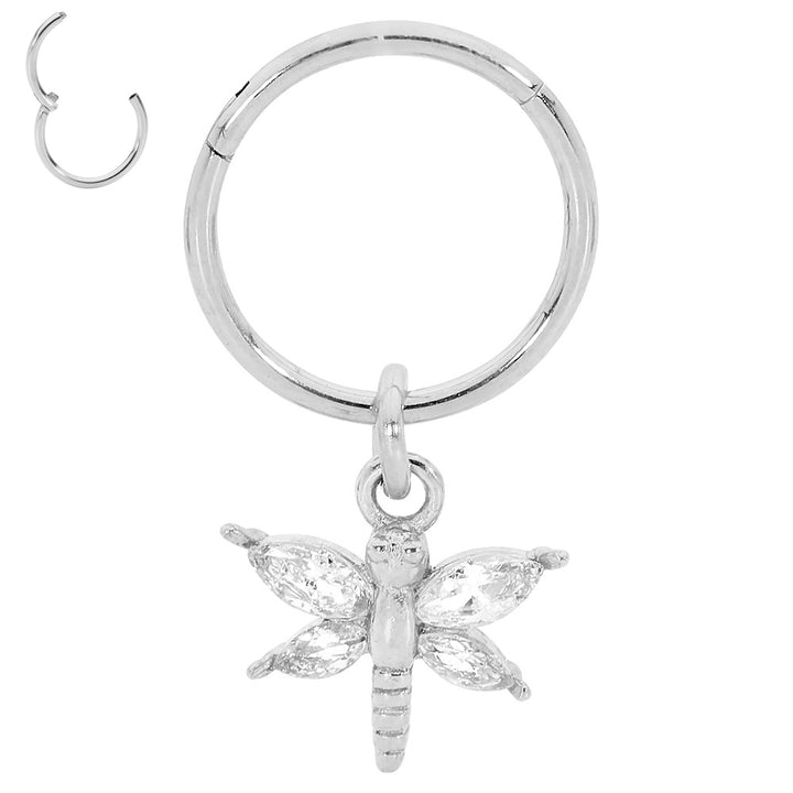 2 Pieces Surgcial Steel 18G Butterfly Hinged Hoop Segment Rings Sleeper Earrings 6mm - 10mm