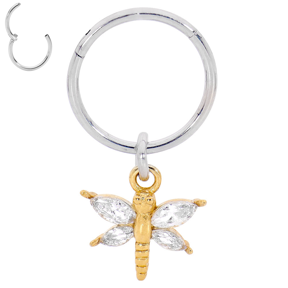 2 Pieces Surgcial Steel 18G Butterfly Hinged Hoop Segment Rings Sleeper Earrings 6mm - 10mm