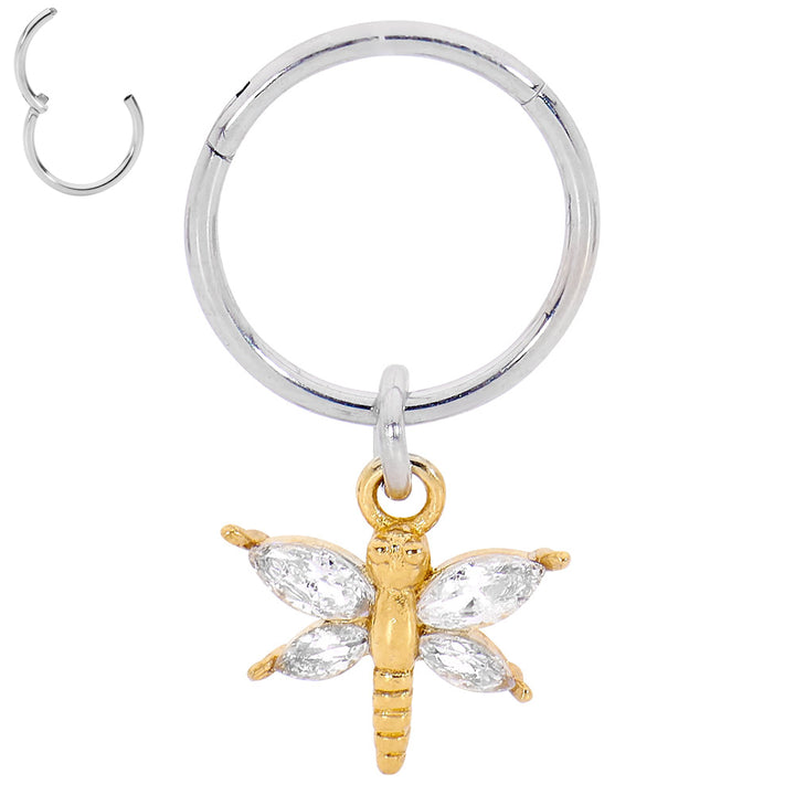 2 Pieces Surgcial Steel 18G Butterfly Hinged Hoop Segment Rings Sleeper Earrings 6mm - 10mm