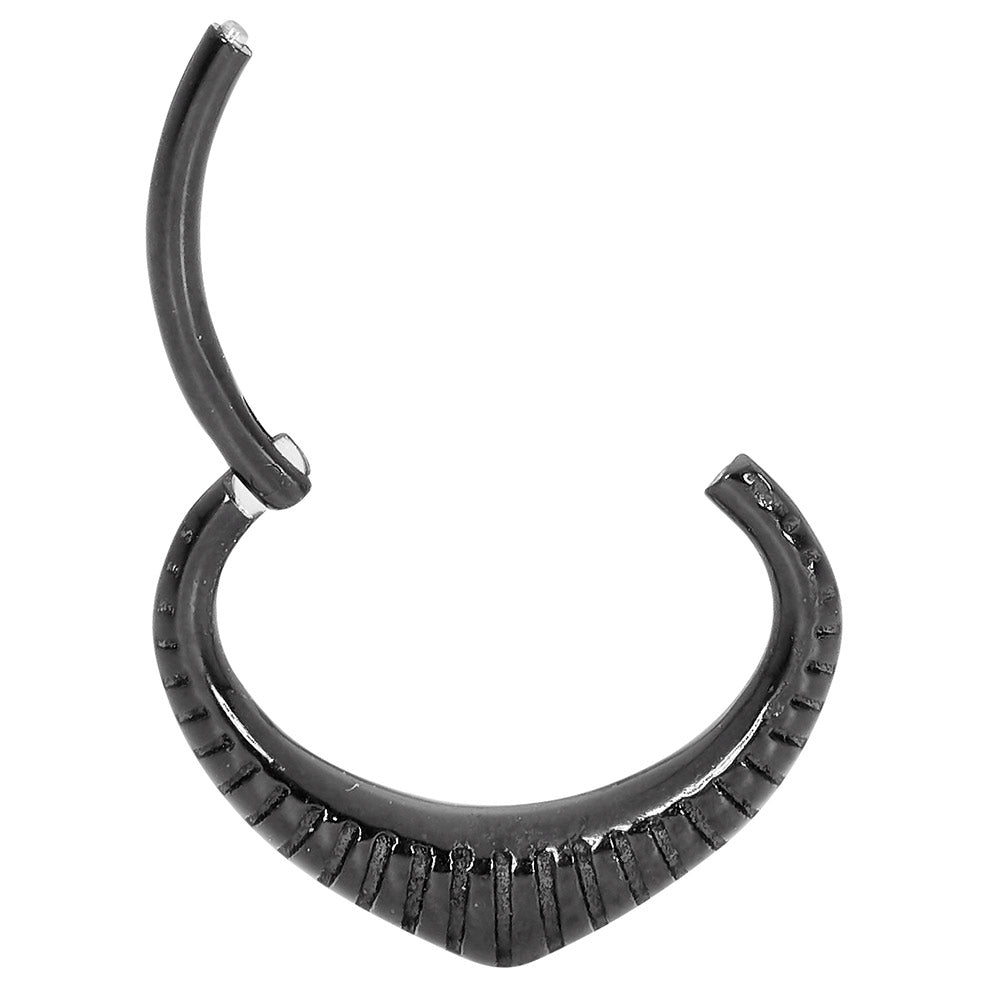 2 Pieces Surgical Steel 16G Oval Ribbed Hinged Hoop Segment Rings Sleeper Earrings 6mm - 8mm