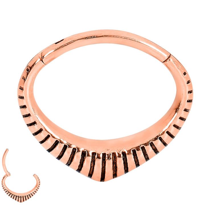 2 Pieces Surgical Steel 16G Oval Ribbed Hinged Hoop Segment Rings Sleeper Earrings 6mm - 8mm