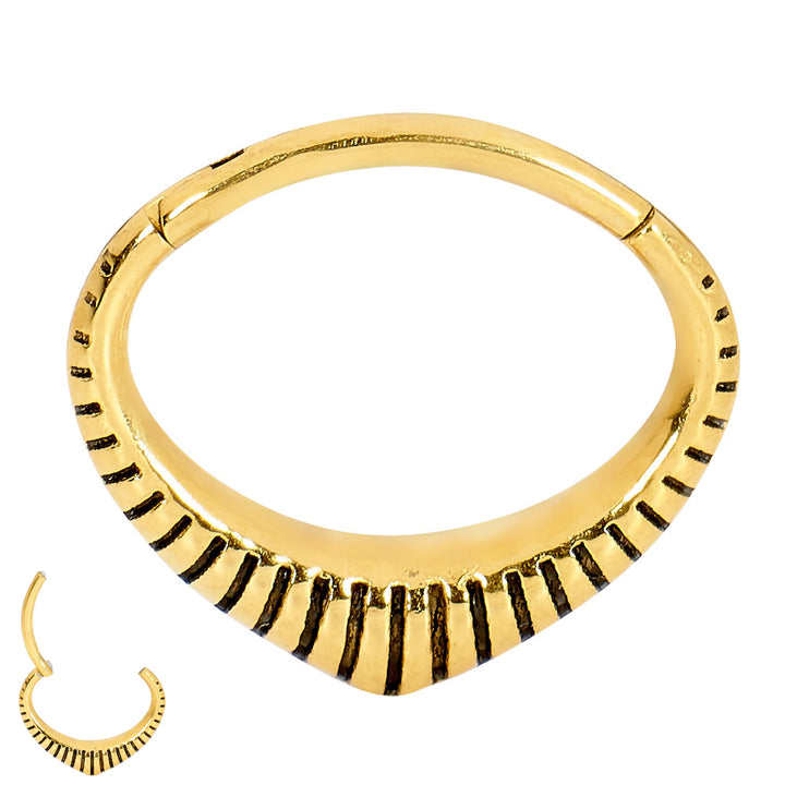 2 Pieces Surgical Steel 16G Oval Ribbed Hinged Hoop Segment Rings Sleeper Earrings 6mm - 8mm