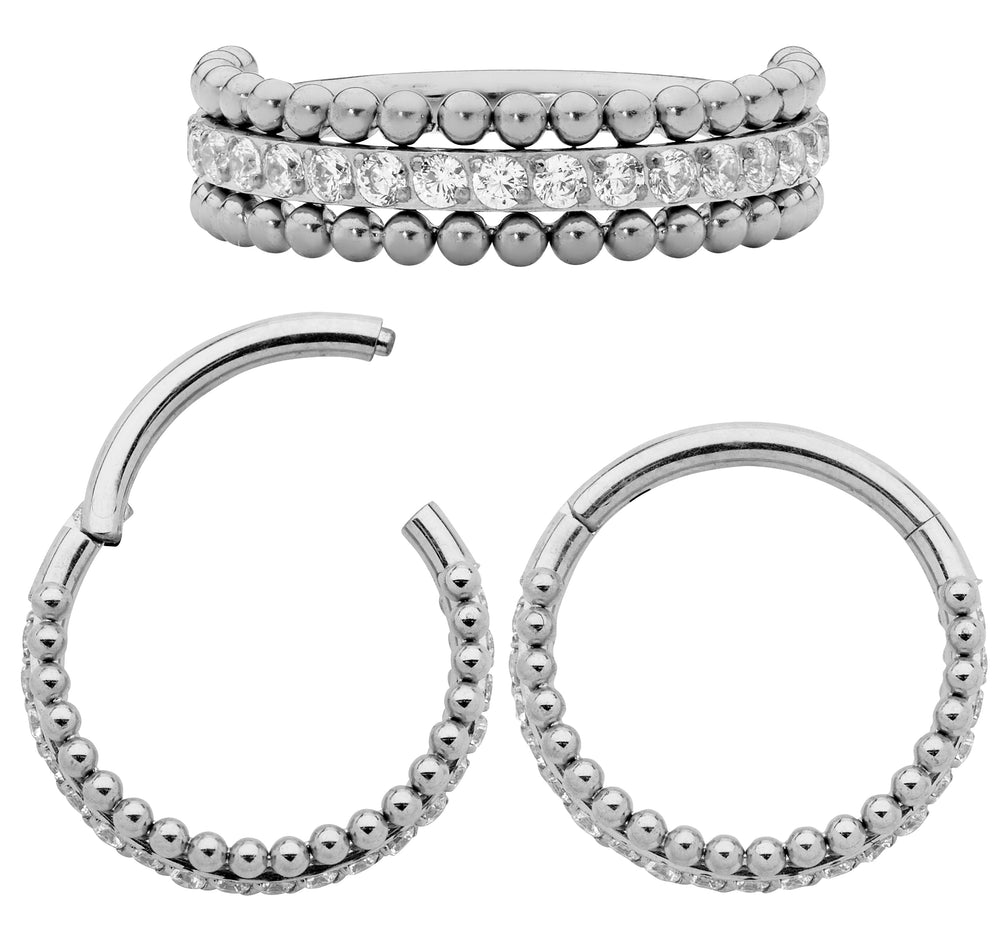 1 Pair 18G Titanium Polished Hinged Hoop Segment Rings Sleeper Earrings 6mm - 13mm