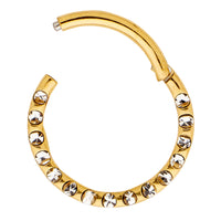 1 Piece 16G Titanium Gem Hinged Hoop Segment Ring Sleeper Earring Body Piercing