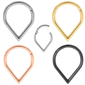 1 Piece 16G Titanium Tear Drop Hinged Hoop Segment Ring Sleeper Earring Body Piercing