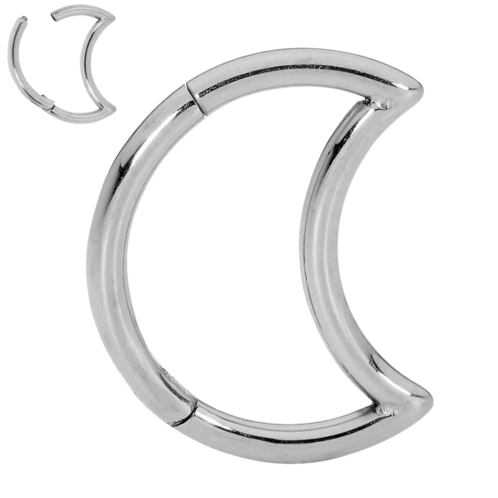 1 Piece 18G Titanium Moon Hinged Hoop Segment Ring Sleeper Earring Body Piercing