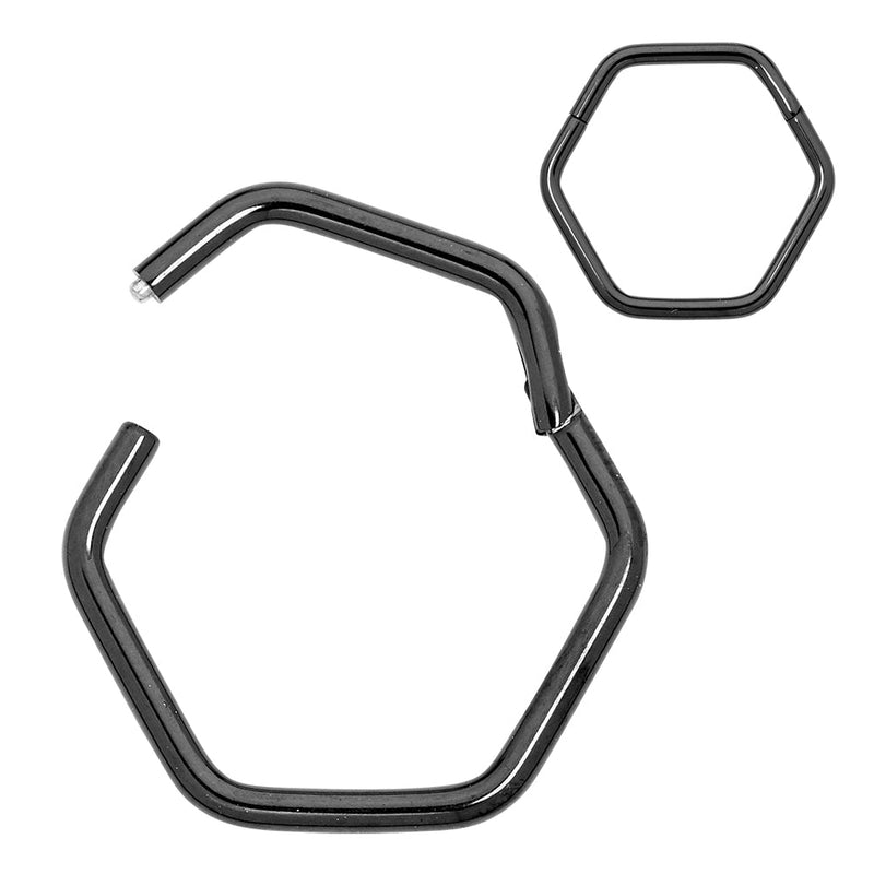 1 Piece 18G Titanium Hexagonal Hinged Hoop Segment Ring Sleeper Earring Body Piercing