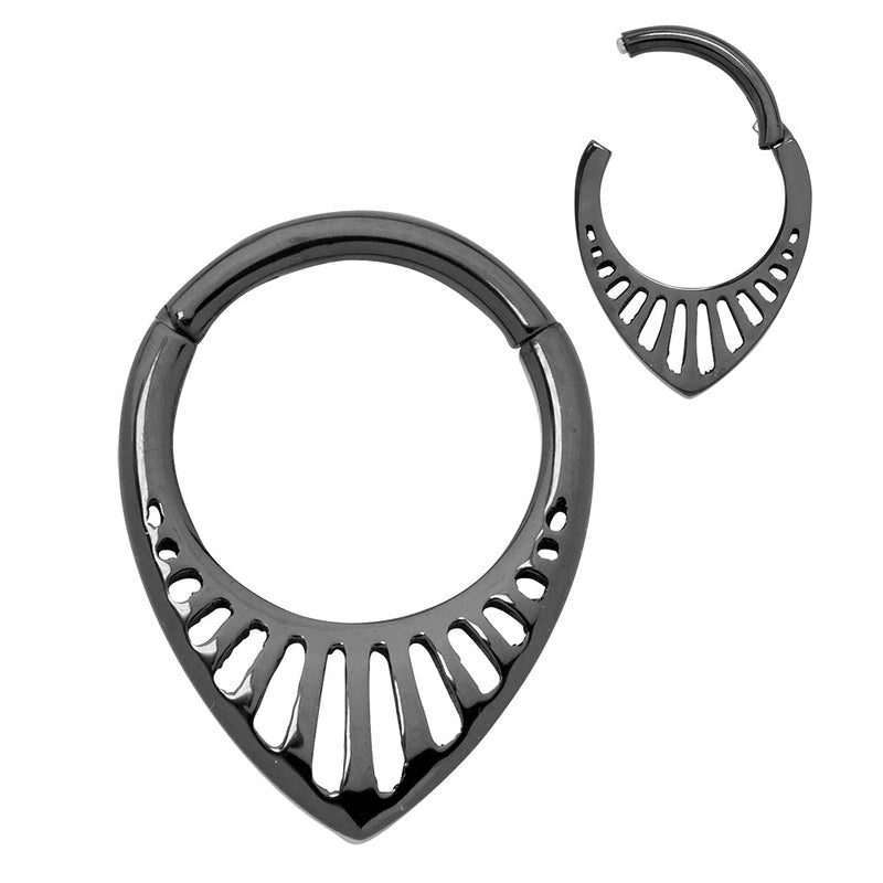 1 Piece 16G Titanium Tear Drop Hinged Hoop Segment Ring Sleeper Earring Body Piercing