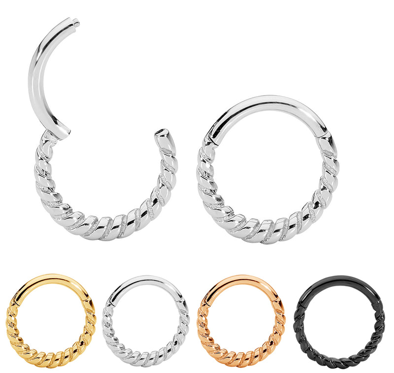 1 Pair 16G Stainless Steel Twist Hinged Hoop Segment Rings Sleeper Earrings