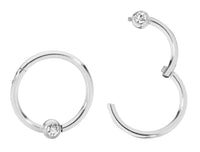 1 Pair 18G Stainless Steel Gem Ball Closure Ring BCR Hinged Hoop Segment Rings Sleeper Earrings