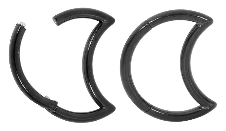 1 Pair 16G Stainless Steel Moon Hinged Hoop Segment Rings Sleeper Earrings