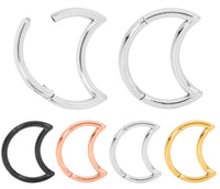 1 Pair 16G Stainless Steel Moon Hinged Hoop Segment Rings Sleeper Earrings