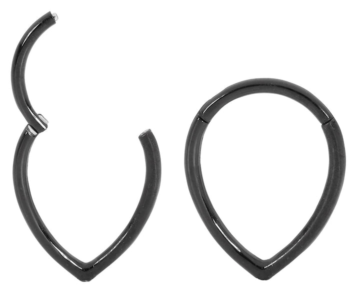 1 Pair 16G Stainless Steel Tear Drop Pear Shape Hinged Hoop Segment Rings Sleeper Earrings