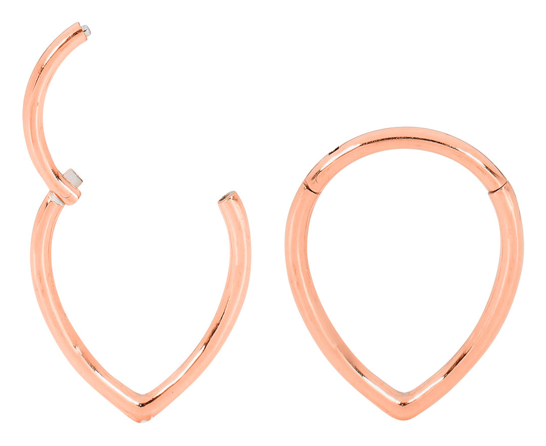 1 Pair 16G Stainless Steel Tear Drop Pear Shape Hinged Hoop Segment Rings Sleeper Earrings