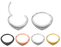1 Pair 16G Stainless Steel Oval Ribbed Hinged Hoop Segment Rings Sleeper Earrings