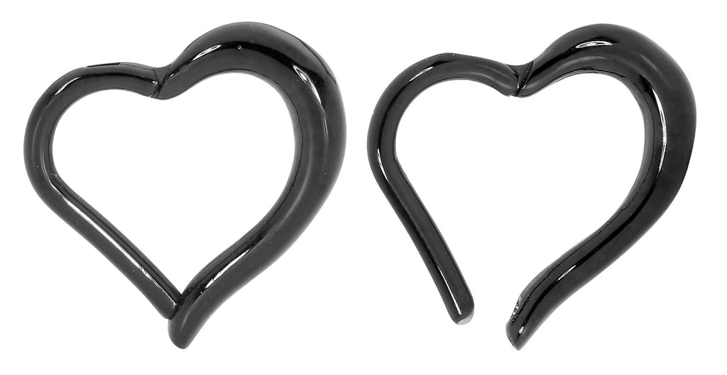 1 Pair 16G Stainless Steel Love Heart Hinged Hoop Segment Rings Sleeper Earrings