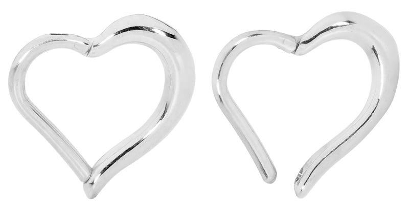 1 Pair 16G Stainless Steel Love Heart Hinged Hoop Segment Rings Sleeper Earrings