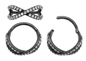 1 Pair 16G Stainless Steel Double Cross Over Hinged Hoop Segment Rings Sleeper Earrings