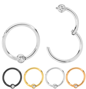 1 Pair 18G Stainless Steel Gem Ball Closure Ring BCR Hinged Hoop Segment Rings Sleeper Earrings