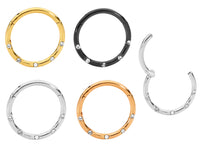 1 Piece 16G Stainless Steel Gem Hinged Hoop Segment Ring Piercing Earring