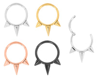 1 Piece 16G Stainless Steel Spike Hinged Hoop Segment Ring Piercing Earring