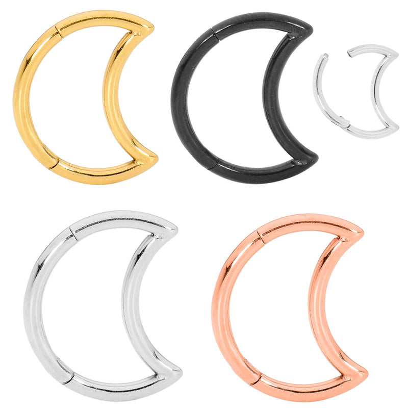 1 Piece 18G Titanium Moon Hinged Hoop Segment Ring Sleeper Earring Body Piercing