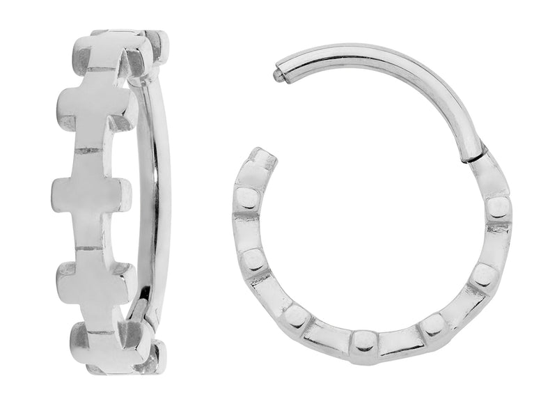 1 Piece 16G Stainless Steel Cross Hinged Hoop Segment Ring Piercing Earring