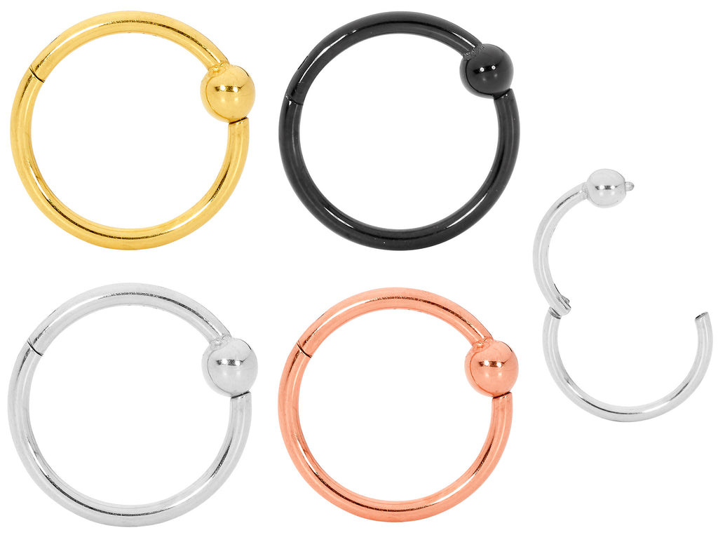 1 Piece 20G 18G 16G 14G Stainless Steel Ball Closure Ring Hinged Hoop Segment Ring Piercing Earring