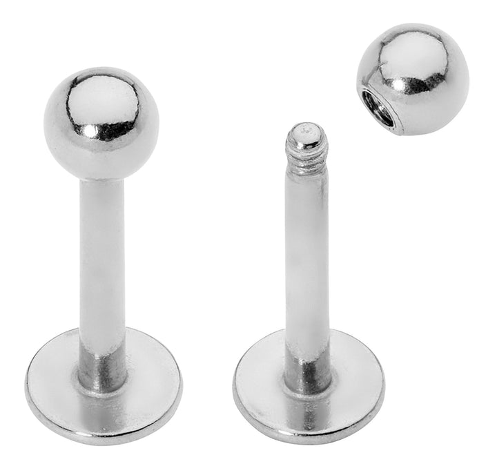 2 Pieces 18G-14G Stainless Steel Labret Tragus Lip Nose Stud 6mm-12mm