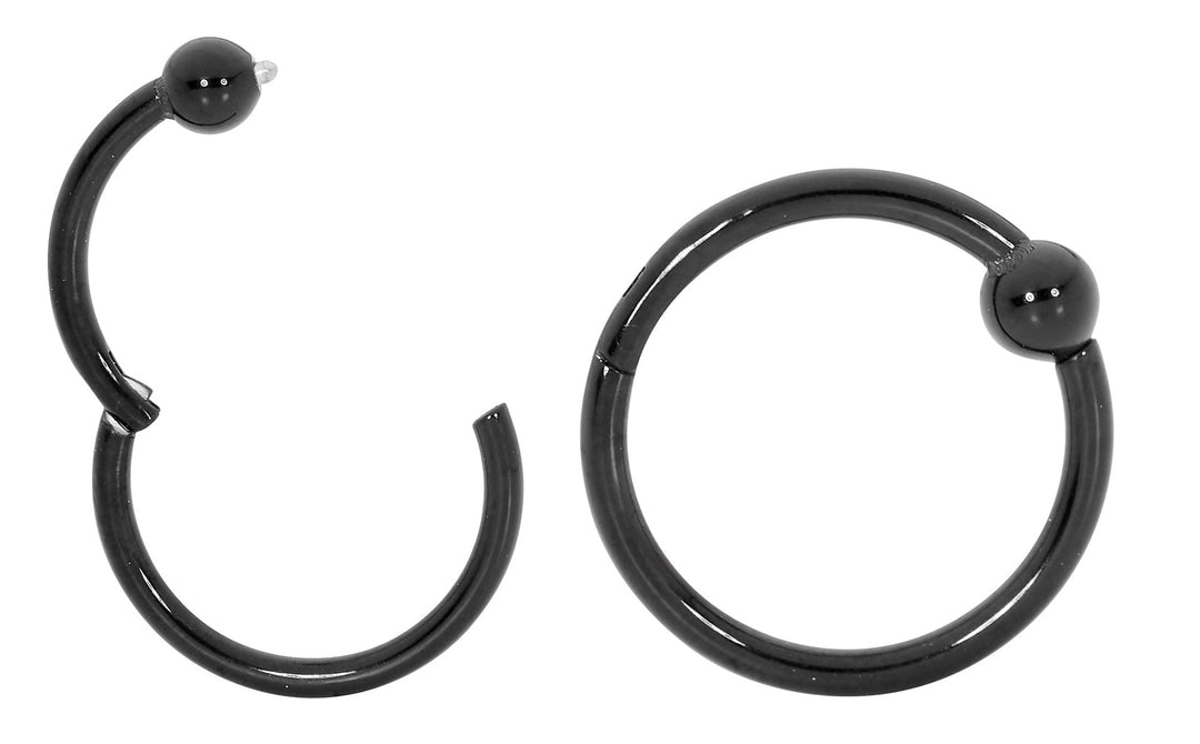 1 Pair 20G - 14G Stainless Steel Hinged BCR Ball Closure Segment Ring Earrings 6mm - 10mm