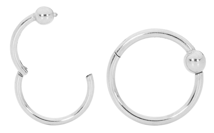 1 Pair 20G - 14G Stainless Steel Hinged BCR Ball Closure Segment Ring Earrings 6mm - 10mm