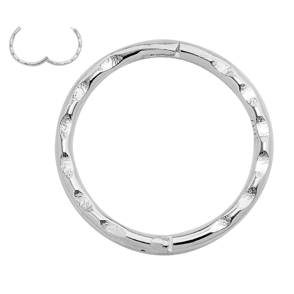 1 Piece 18G Sterling Silver Faceted Hinged Hoop Segment Nose Ring Piercing Earring