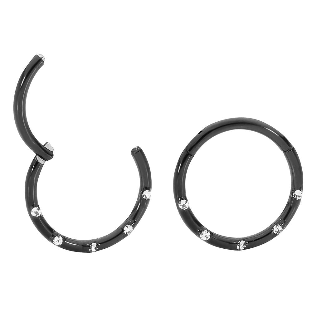 1 Pair 16G Titanium Punch Set Gem Hinged Hoop Segment Rings Sleeper Earrings