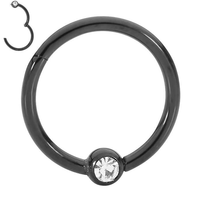 1 Piece 18G Stainless Steel Gem BCR Ball Closure Ring Hinged Hoop Segment Ring Piercing Earring