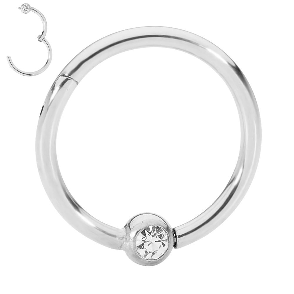 1 Piece 16G Stainless Steel Gem BCR Ball Closure Ring Hinged Hoop Segment Ring Piercing Earring