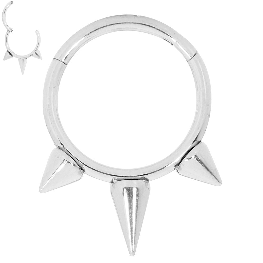 1 Piece 16G Stainless Steel Spike Hinged Hoop Segment Ring Piercing Earring