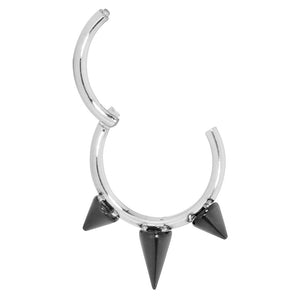 1 Piece 16G Stainless Steel Two Tone Spike Hinged Hoop Segment Ring Piercing Earring